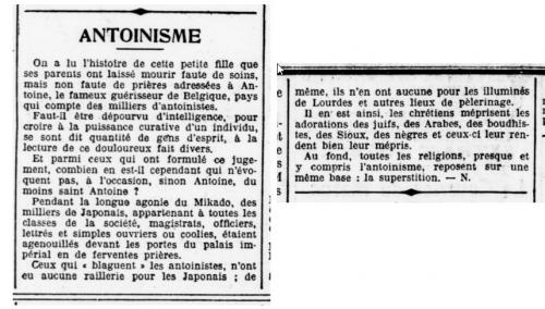 Antoinisme (Le Petit Provençal, 7 août 1912)