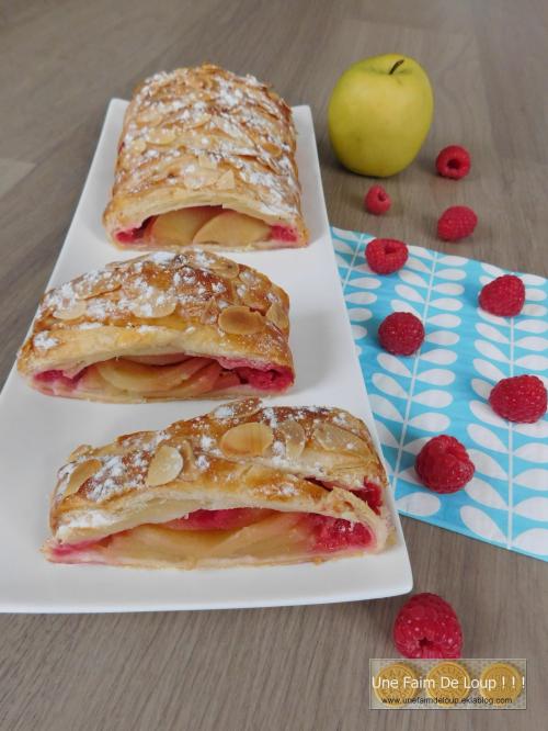 Tresse feuilletée pomme framboise