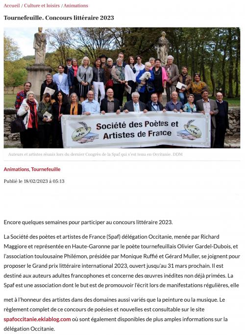 ANNONCES DU CONCOURS