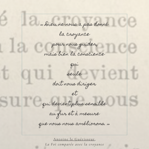 Dieu ne nous a pas donné la croyance (petit fascicule Antoine le Guérisseur)