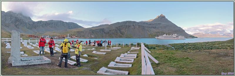 Le cimetière de Grytviken, avec la tombe de Sir Ernest Shackleton, surplombe King Edward Cove - Géorgie du Sud