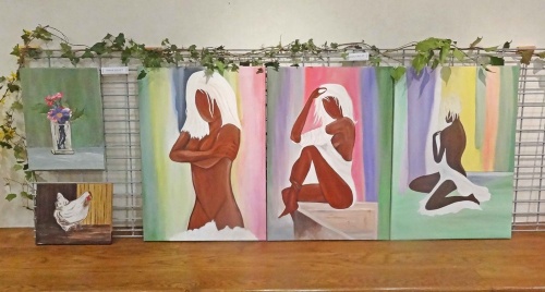 L'exposition des peintres de l'atelier peinture à l'huile de Sainte Colombe sur Seine...