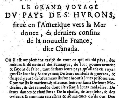 LE GRAND VOYAGE  DU PAYS DES HURONS,