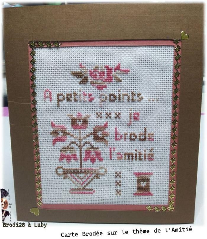 Carte Brodée sur le thème de l'Amitié