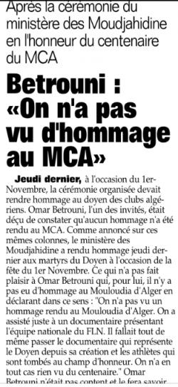 Betrouni Omar critique la cérémonie