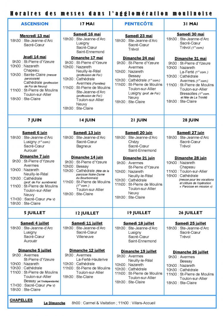 Annonces de la semaine