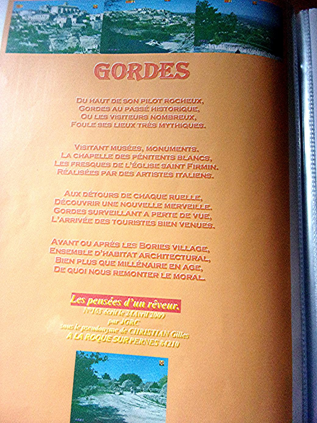 POEME DE CHRISTIAN GILLES:  GORDES  D  30-10-2024