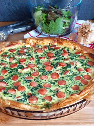 QUICHE EPINARDS,RICOTTA ET SOSISKI 