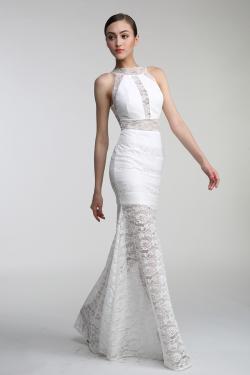 Robe de soirée fourreau en dentelle