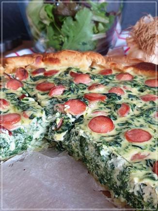 QUICHE ÉPINARDS,RICOTTA ET KNACKI