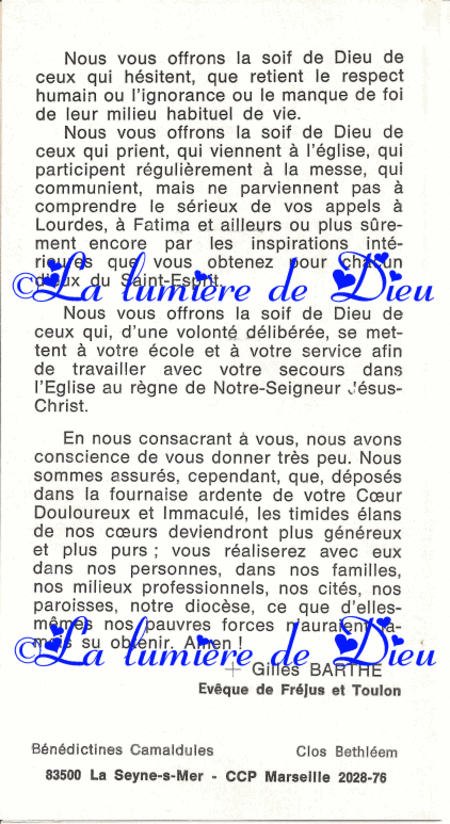 Consécration du diocèse de Toulon au Cœur douloureux et Immaculé de Marie