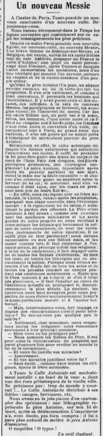 Un nouveau messie - Salle de lecture à Tours (L'Union libérale, 30 nov. 1913)