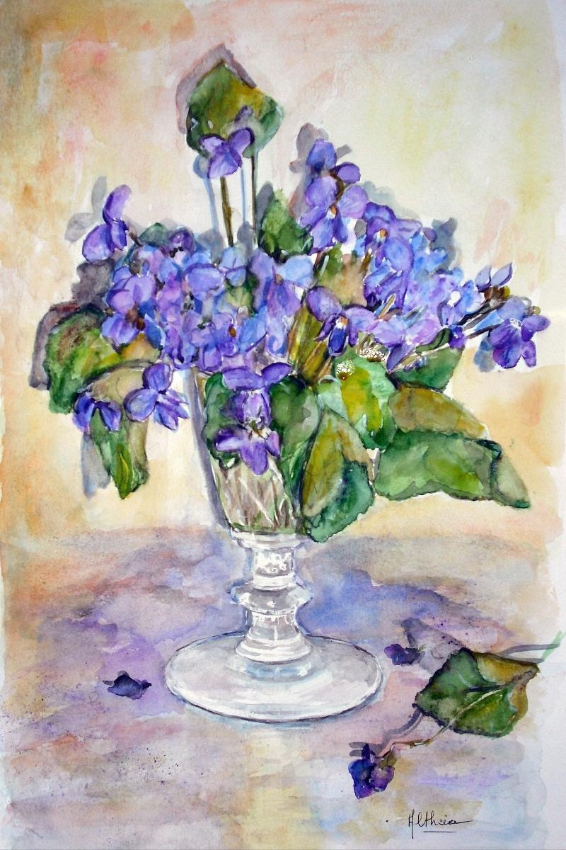 Bouquet de violettes - Aquarelle, Couleurs et Passions d' Althéia