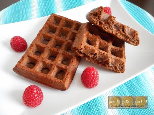 Gaufres moelleuses au chocolat, nutella et framboises
