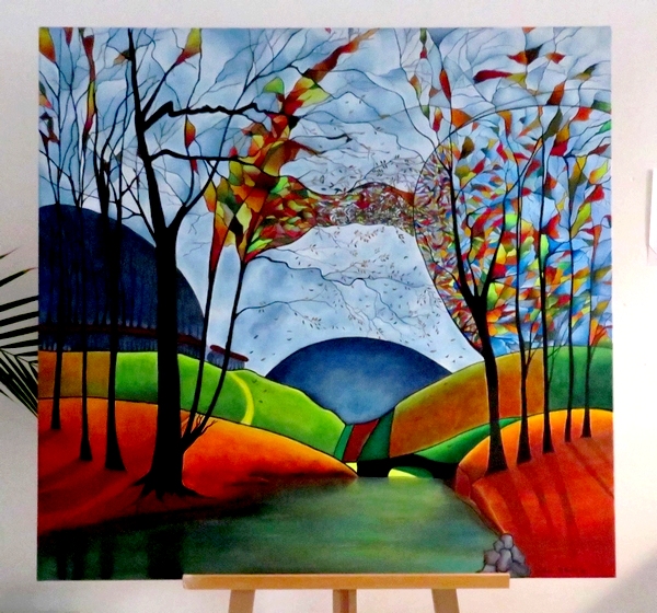 Catherine Blachet présente son exposition de peintures "Homo Natura" au bar associatif "La Coquille"
