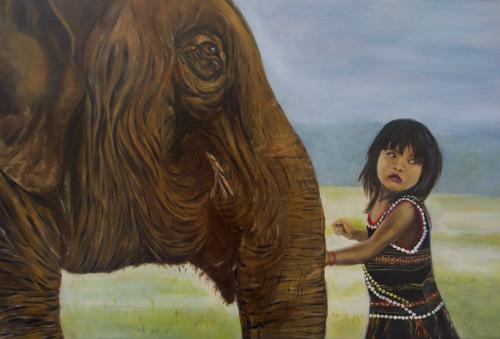 "KIM LUANG" petite fille M'Nong de 6 ans, au Vietnam (ART ANIMALIER ET ART DU PORTRAIT)