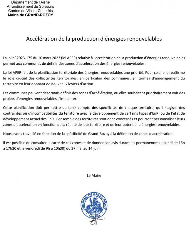 Zones d’Accélération des Energies Renouvelables