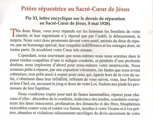 Prière réparatrice au Sacré Cœur de Jésus (Pie XI)