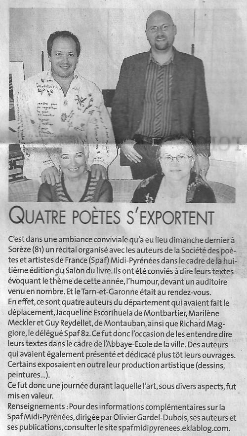 SORÈZE: ÉCHOS DANS LA PRESSE