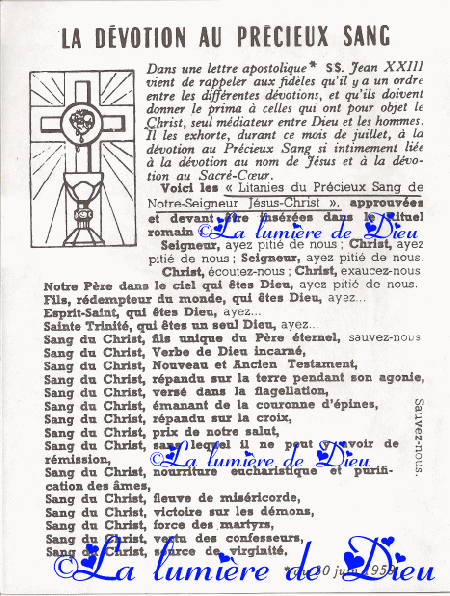 Dévotion au Précieux Sang