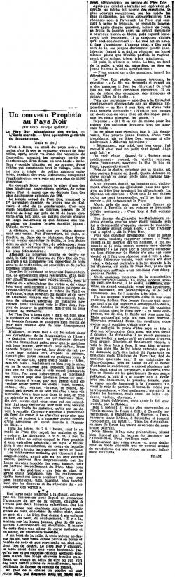 Un nouveau prophète au Pays Noir (Le Soir, 9 janvier 1913)(Belgicapress)