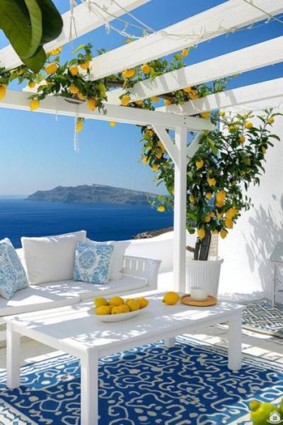 Terrasses à Santorin