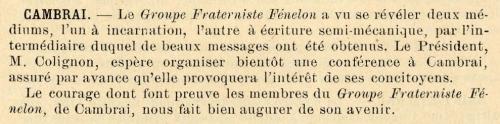 Spirites à Cambrai-Caudry (Bulletin de l'Union spirite française, v9, 1929)