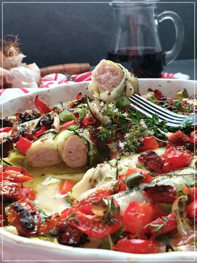 COURGETTE TORSADÉE A LA SAUCISSE ET AU COMTÉ