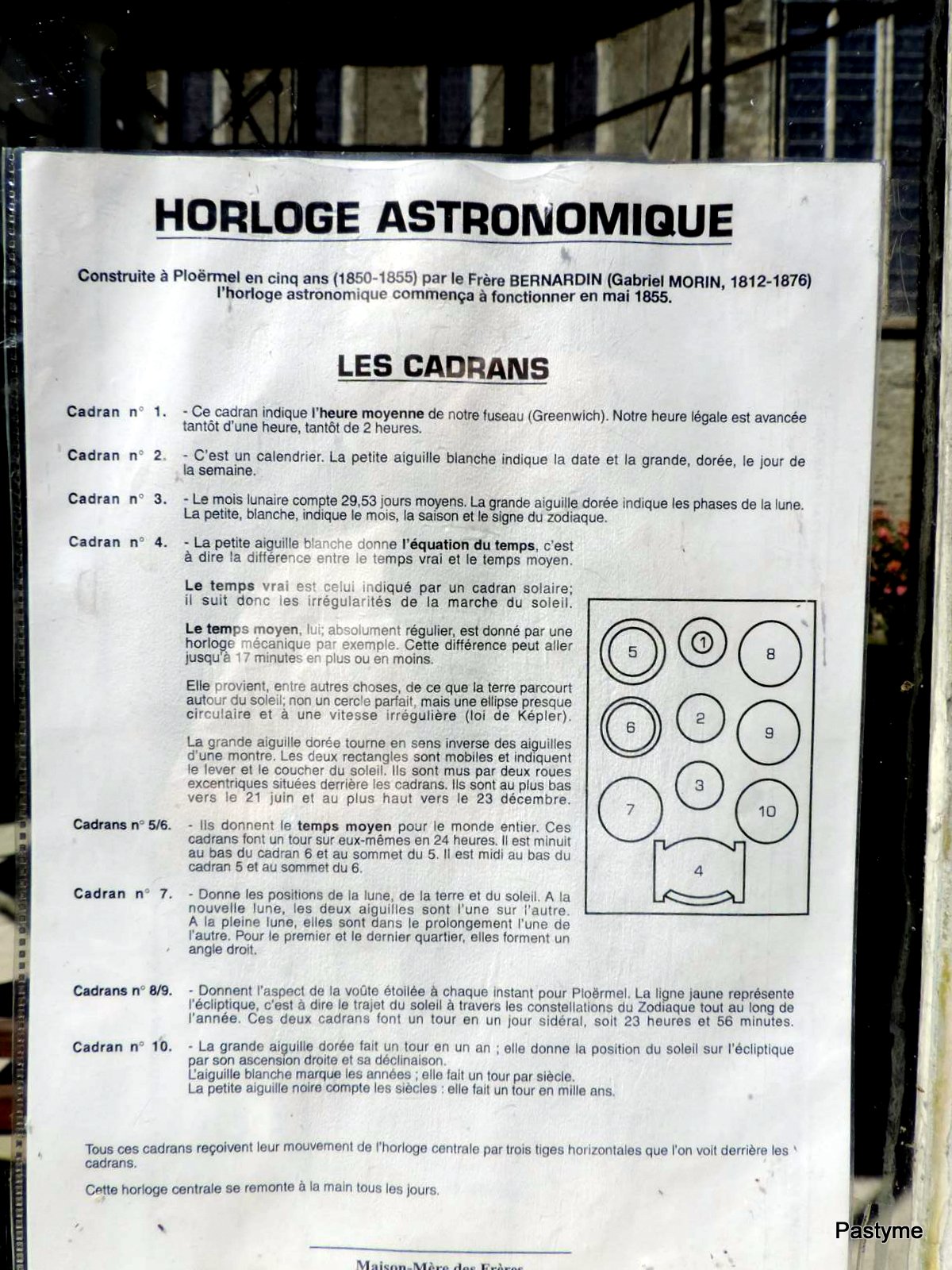 Horloge astronomique de PLOËRMEL (Morbihan)