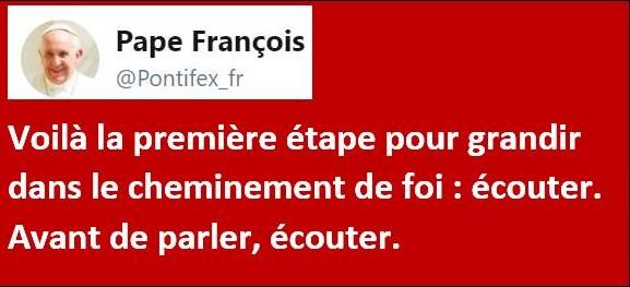 Tweet du Pape ''l'ÉCOUTE''