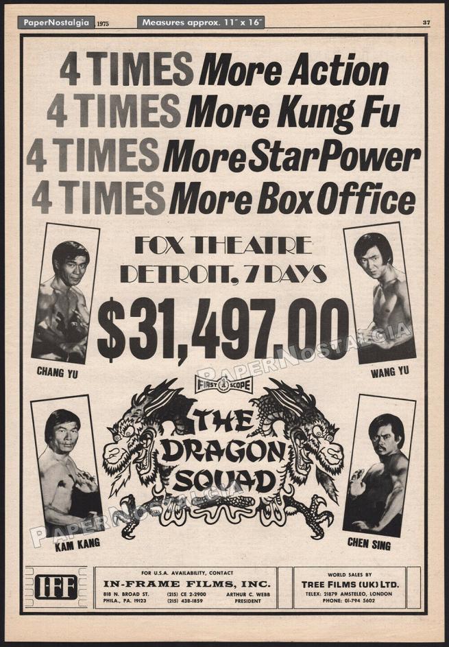 THE DRAGON SQUAD BOX OFFICE USA 1975