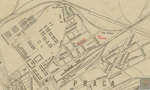 Plan Lindley de Praga - ulica Stalowa (1911)