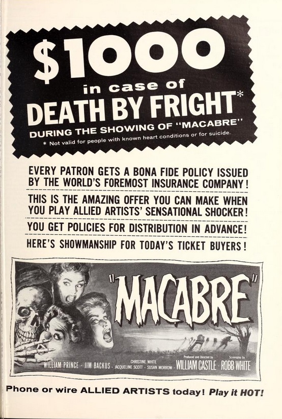 MACABRE BOX OFFICE USA 1958
