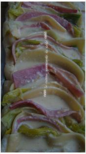 TARTE AUX POIREAUX,JAMBON FUMÉ,FROMAGES