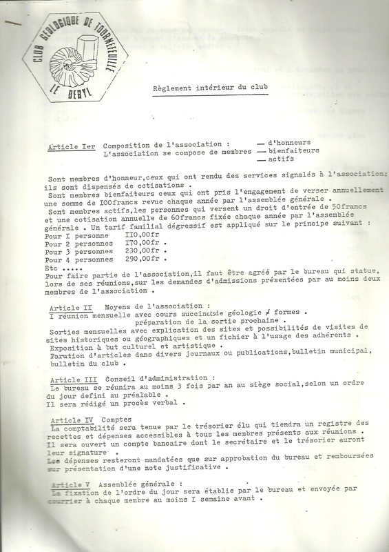 Club géologie le Béryl Tournefeuille 1988