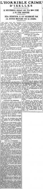 L'horrible crime d'Ixelles, Mme Curé, adepte antoiniste (La Dernière Heure, 3 juin 1934)(Belgicapress)