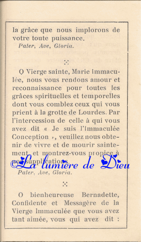 Neuvaine à Notre-Dame de Lourdes pour obtenir des grâces par l'intercession de la bienheureuse Bernadette