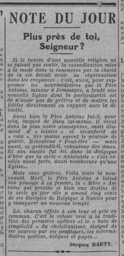 Plus près de toi, Seigneur (L'Homme libre, 12 nov 1929)