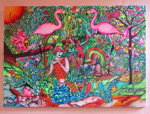 Catherine Blachet présente son exposition de peintures "Homo Natura" au bar associatif "La Coquille"