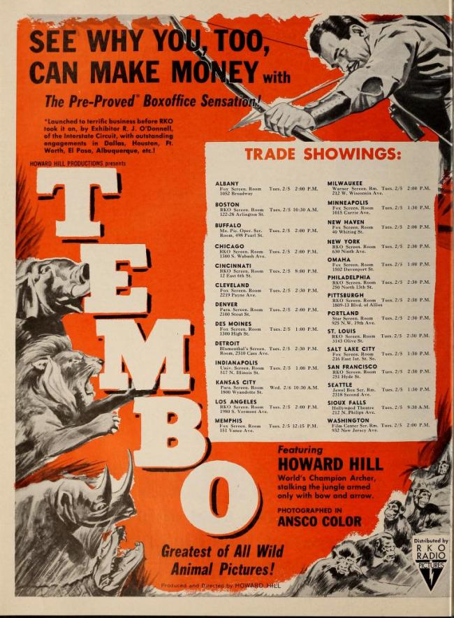 TEMBO BOX OFFICE USA 1952