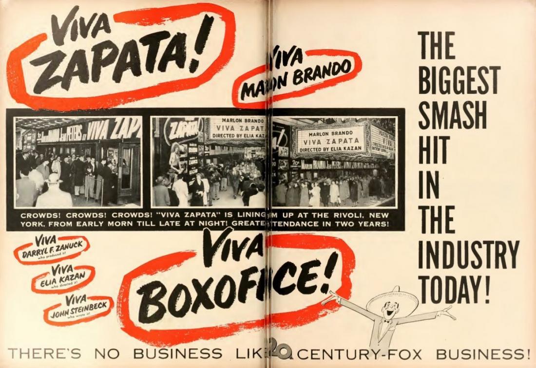 VIVA ZAPATA! BOX OFFICE USA 1952