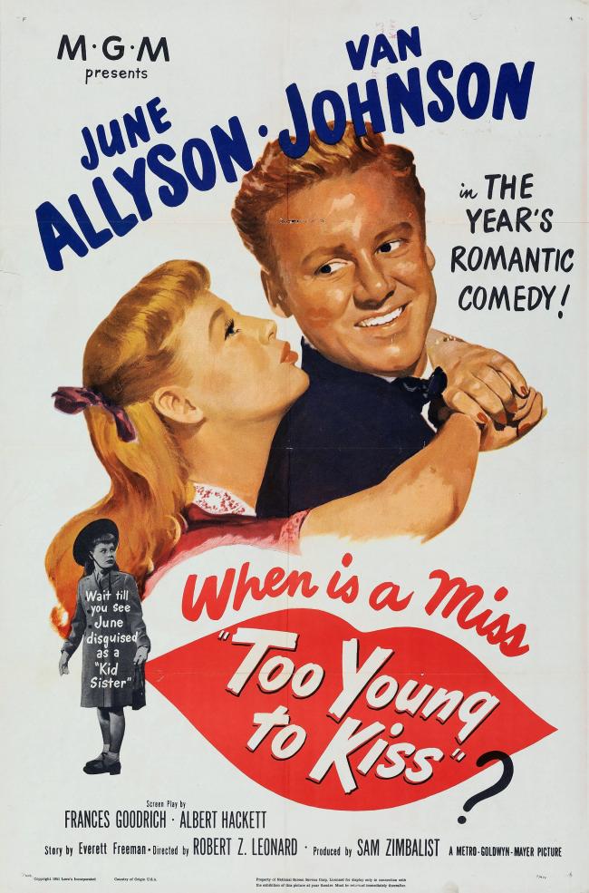 TOO YOUNG TO KISS US POSTER 1951