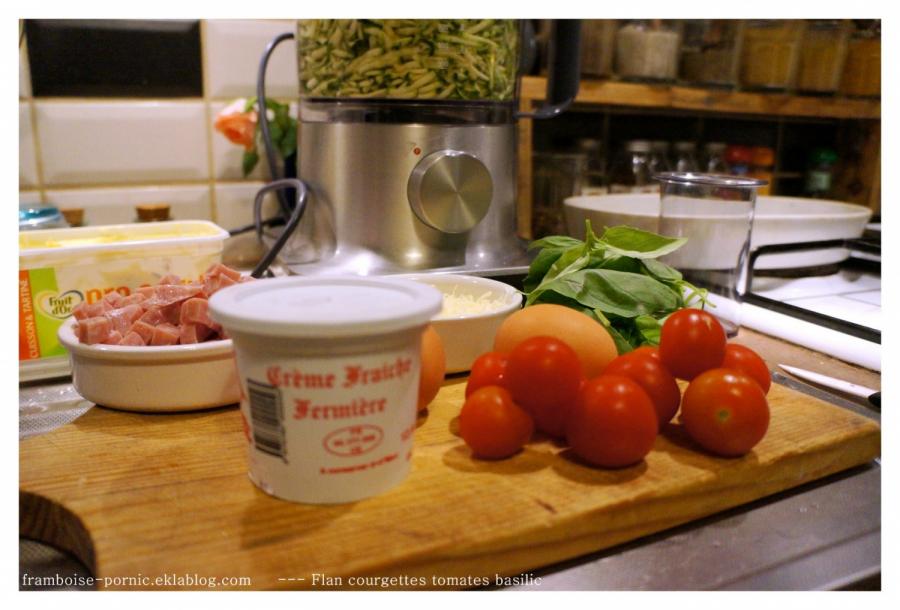 Flan de courgettes, tomates et basilic