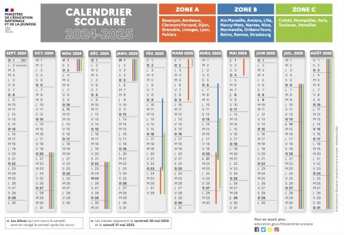Calendrier Scolaire 2024-2025