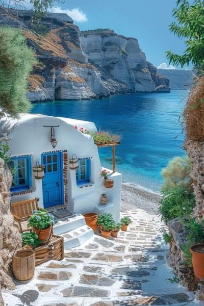 Terrasses à Santorin