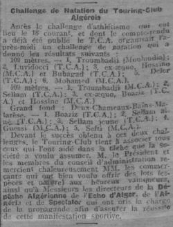 La section de Natation du MCA 1921 au Challemge du Touring Club