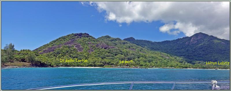 12/12/2021 : arrivée dans le minuscule port artificiel de l'île Silhouette et installation dans notre superbe petit hôtel, La Belle Tortue  - Seychelles