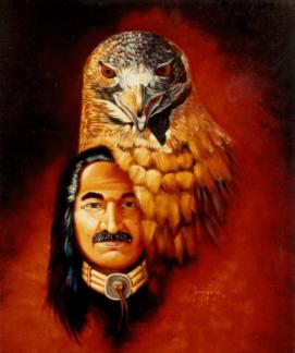 â€œHawkman II,â€ a lithograph by Leonard Peltier