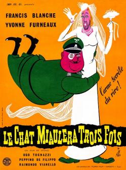 LE CHAT MIAULERA TROIS FOIS BOX OFFICE FRANCE 1961 AFFICHE DE JEAN MARA