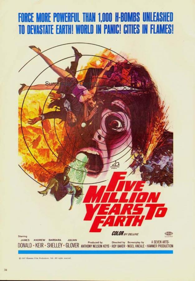 FIVE MILLIONS YEARS TO EARTH USA BOX OFFICE 1968